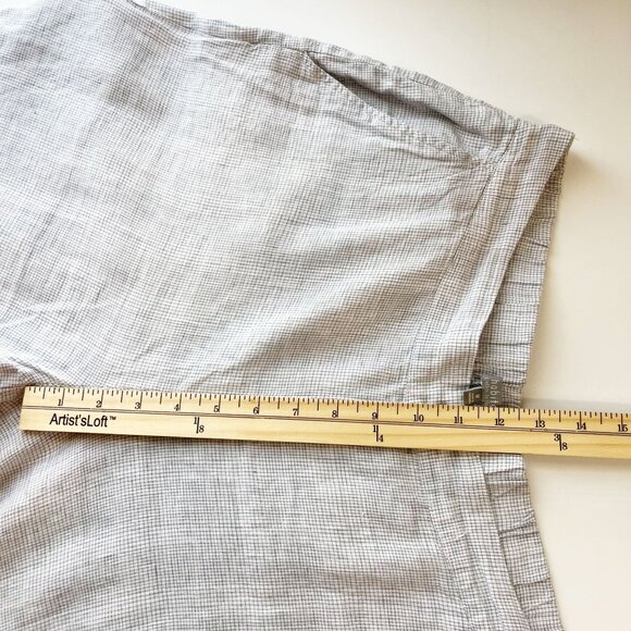 Habitat Linen Pull On Pants White Black Grid Print Drawstring Hem - Size Medium - Picture 7 of 8